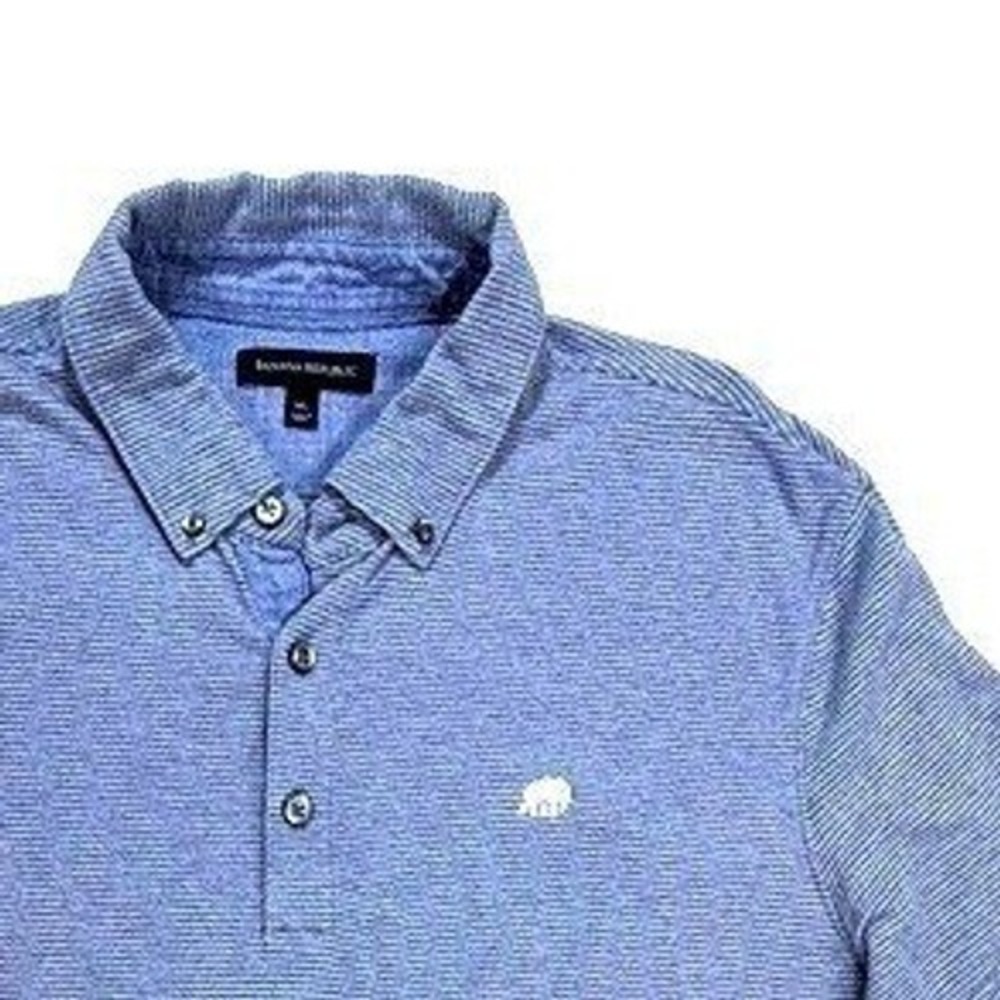 Banana Republic Blue Stripe Button Down Collar Polo Shirt Golf Casual Mens XL